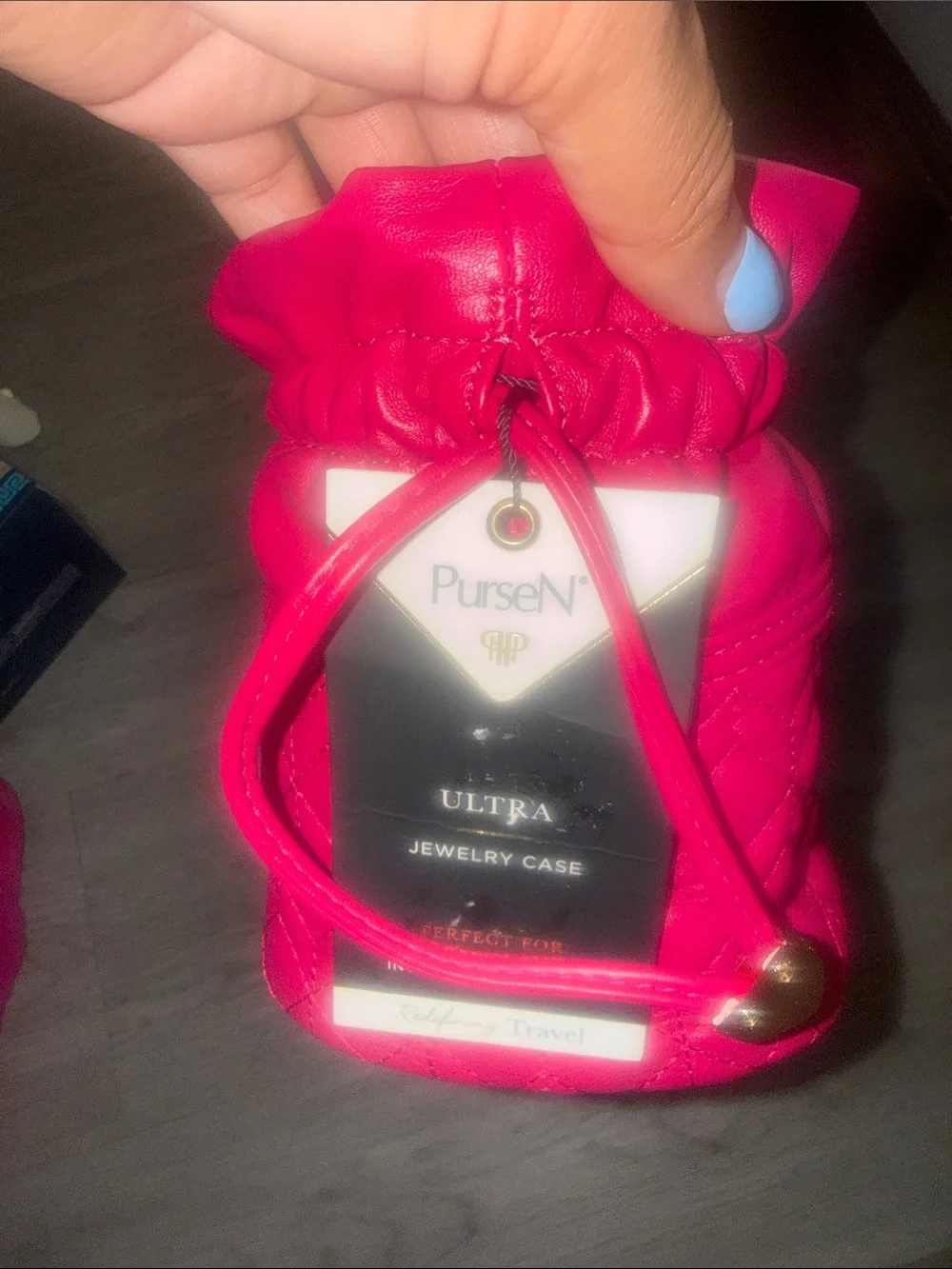 Fuchsia Drawstring Cosmetic Bag Set - Unbranded